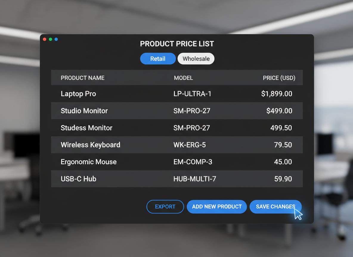Moshe Price List